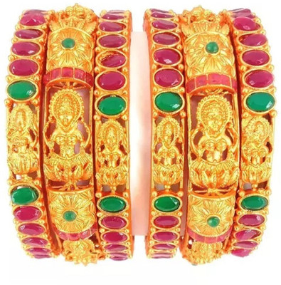 mankairoop Alloy Beads Gold-plated Bangle Set(Pack of 6)