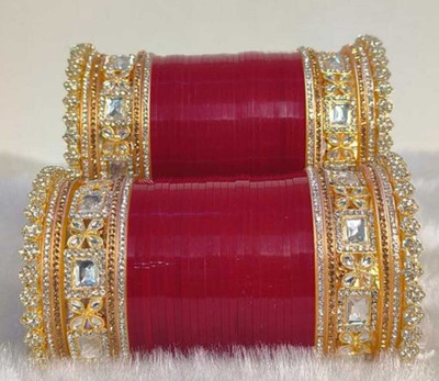 whatowear Metal, Plastic, Alloy Cubic Zirconia, Diamond Gold-plated Chudas(Pack of 2)