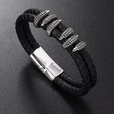 Heer Collection Leather, Stainless Steel Bracelet