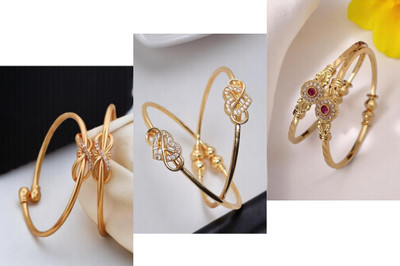 Hetshree Brass Diamond Gold-plated Bangle(Pack of 6)