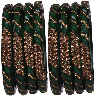Karaavi Glass Crystal Bangle Set(Pack of 8)