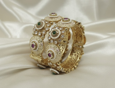 Anita Brass, Copper Crystal Gold-plated Bangle Set(Pack of 2)