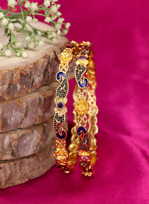 Swarnaari Brass Gold-plated Bangle Set(Pack of 2)