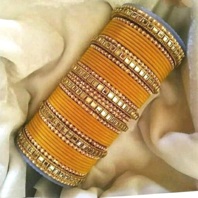 Mayra Creation Metal Zircon Gold-plated Bangle Set(Pack of 2)