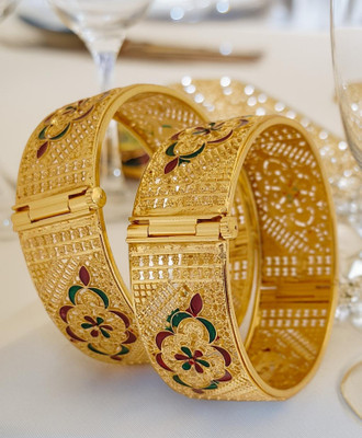 Jewels Kafe Brass Gold-plated Bangle Set(Pack of 2)