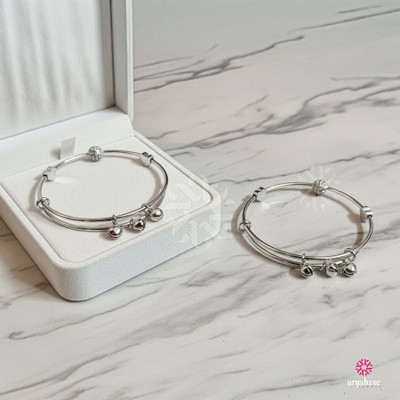 ANJALUXE Brass Silver Coated Bracelet Set(Pack of 2)