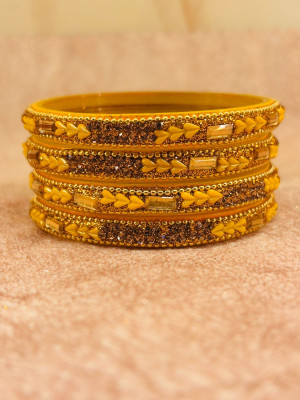 Crazy art gallery Resin Zircon Gold-plated Bangle Set(Pack of 4)