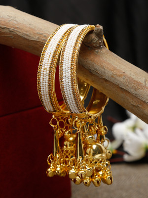 Shining Diva Alloy Pearl Gold-plated Bangle(Pack of 2)