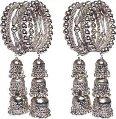 COSMODUST Alloy Beads Silver Bangle(Pack of 2)