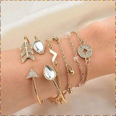 Daliva Alloy Cubic Zirconia Gold-plated Cuff(Pack of 6)