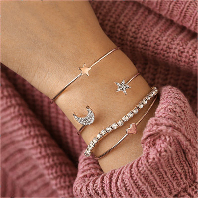 Zaphariq Alloy Cubic Zirconia Gold-plated Cuff(Pack of 4)