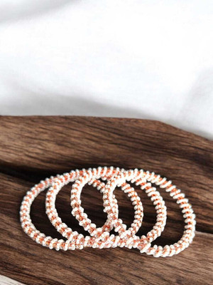 Vindaa Alloy Pearl Gold-plated Bangle Set(Pack of 4)