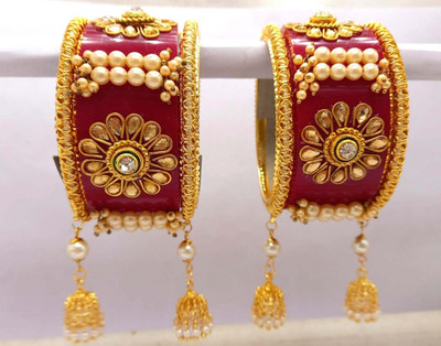 Rajwadi Plastic, Alloy Pearl Bangle Set(Pack of 6)