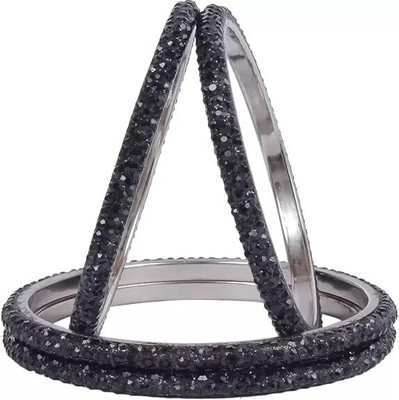 Rajwadi Alloy Cubic Zirconia Silver Bangle Set(Pack of 4)