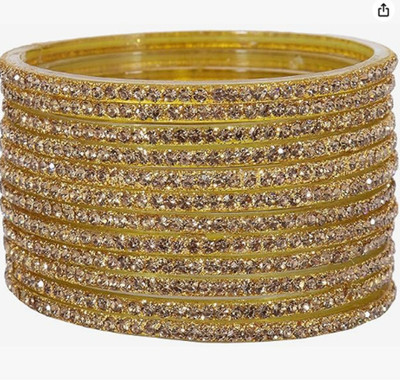 Mahaveer Glass Cubic Zirconia Bangle(Pack of 10)