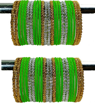 suhagan bangle store Metal, Fabric Gold-plated Bangle Set(Pack of 10)