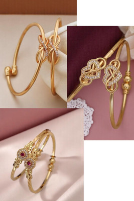 Hetshree Brass Diamond Gold-plated Bangle(Pack of 6)