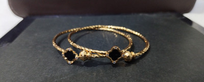 JH JEWELS B Alloy Gold-plated Bangle Set(Pack of 2)