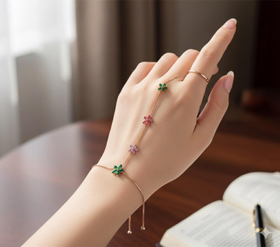 ALkiswah Alloy Crystal Silver Ring Bracelet