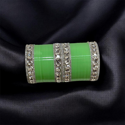 BBS Plastic Zircon Silver Chudas(Pack of 10)