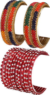 AFAST Glass Crystal Enamel Bangle Set(Pack of 10)