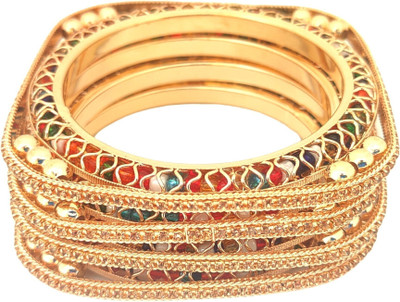 V FASHION JEWELLERY Alloy Gold-plated Bangle Set(Pack of 2)