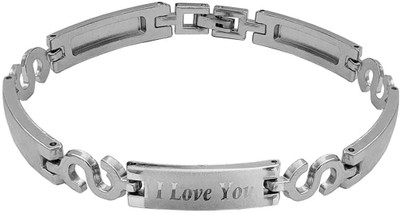 M Men Style Metal, Stainless Steel Rhodium Bracelet