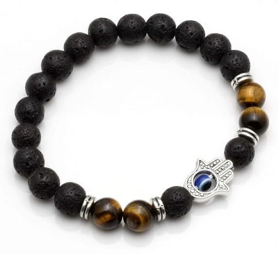 MEENAZ Metal, Brass, Stone, Copper, Alloy, Stainless Steel, Leather Beads, Pearl, Crystal Black Silver Bracelet