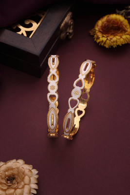 Divastri Brass Diamond Gold-plated Bangle Set(Pack of 2)