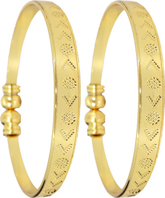 ZULKA Metal Gold-plated Bangle Set(Pack of 2)