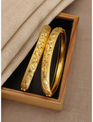 Dhavni Enterprise Brass Gold-plated Bangle Set(Pack of 2)