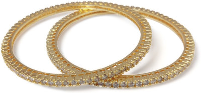 Opal Touch Brass Cubic Zirconia Gold-plated Bangle Set(Pack of 2)