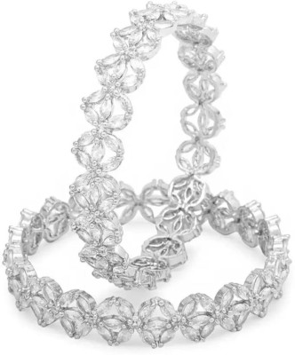 Rajwadi Alloy Cubic Zirconia Silver Kada(Pack of 2)