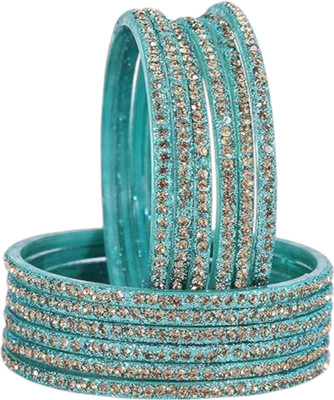 RIJB Glass Zircon Bangle Set(Pack of 12)