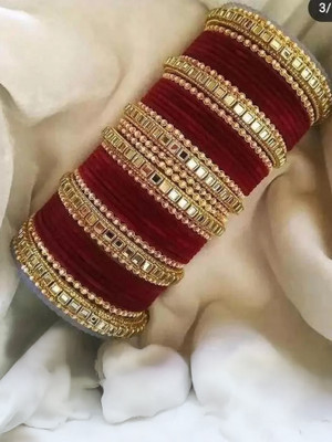 Mayra Creation Metal Zircon Gold-plated Bangle Set(Pack of 2)