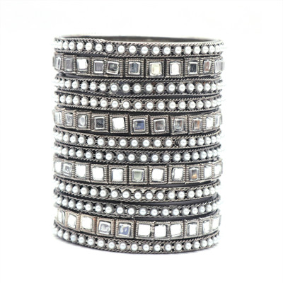 navjai Metal Pearl Bangle Set(Pack of 12)