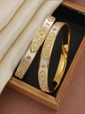 LYRISS Copper Gold-plated Bangle(Pack of 2)