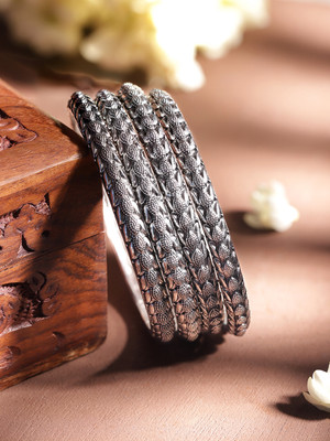 RUBANS Alloy Silver Bangle Set(Pack of 4)