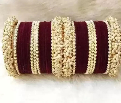XOZTI Metal Pearl Bangle Set(Pack of 10)