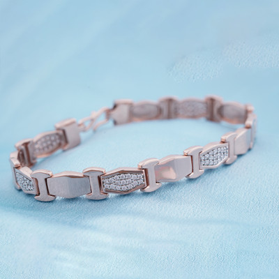 ZALKARI Sterling Silver Cubic Zirconia Rhodium Bracelet