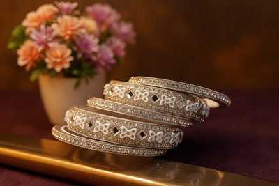 NAMAN Plastic Silver Bangle Set(Pack of 6)