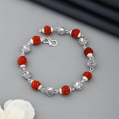 EiVAA Metal, Rudraksha Beads Silver Coated Bracelet