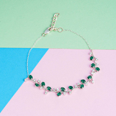 ZALKARI Sterling Silver Cubic Zirconia Rhodium Bracelet