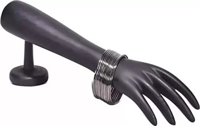 Fab Creations Alloy Black Silver Bangle Set(Pack of 12)