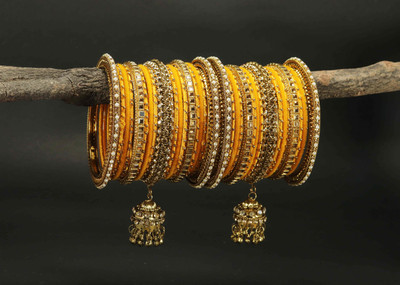 ZINEKA Metal Zircon Gold-plated Bangle Set(Pack of 34)