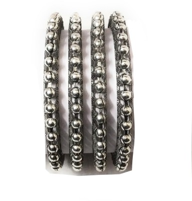 Santosh Jewels Alloy Black Silver Bangle Set(Pack of 4)