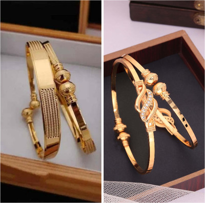 ANOUK Brass Diamond Gold-plated Bangle(Pack of 2)