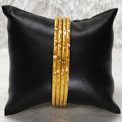 RoyalGold Brass Gold-plated Bangle Set(Pack of 4)
