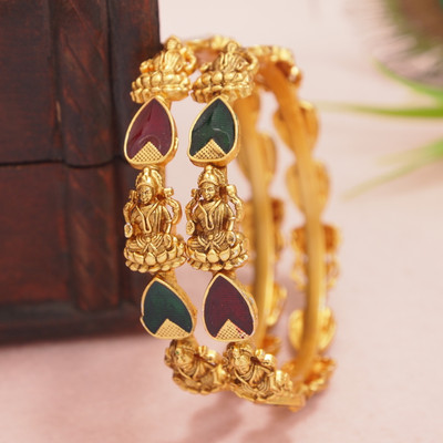 OrnaDzn Zevellery Brass Gold-plated Bangle(Pack of 2)