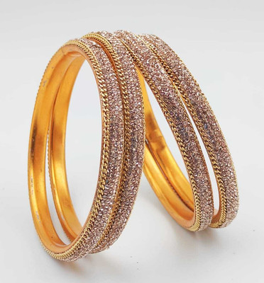 RAF dukan Metal Crystal Gold-plated Bangle Set(Pack of 4)